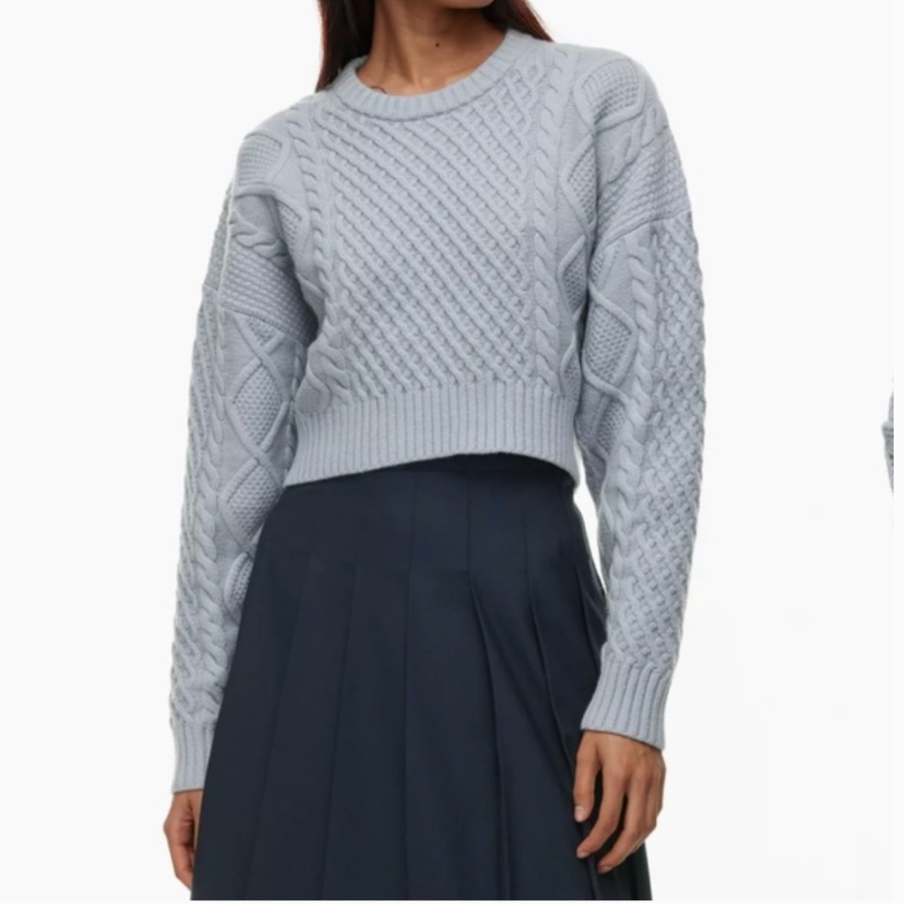Sunday Best Light Blue Cable-Knit Crewneck Sweater
